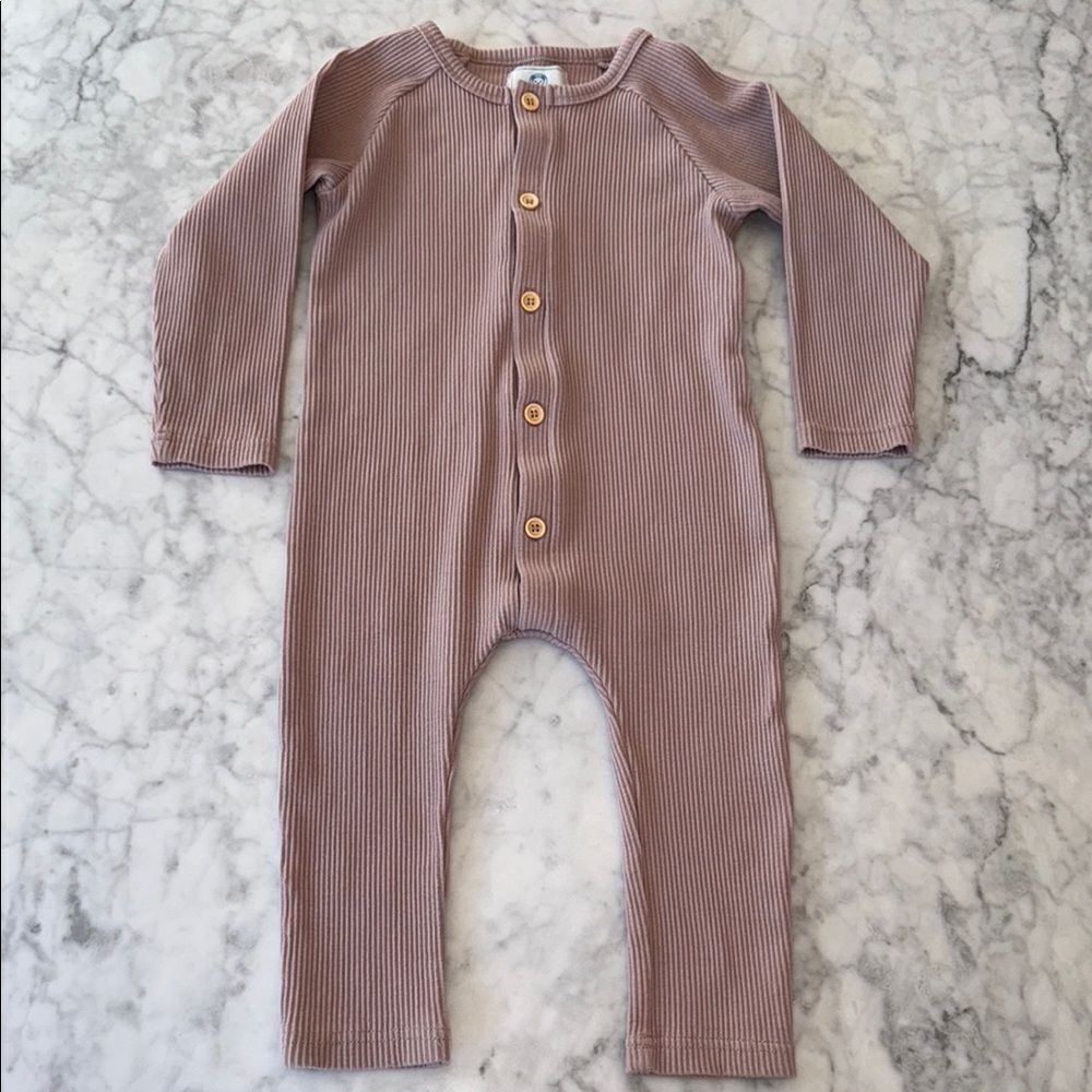 PETIT MAISON KIDS RIBBED COTTON MAUVE PLAYSUIT 3Y